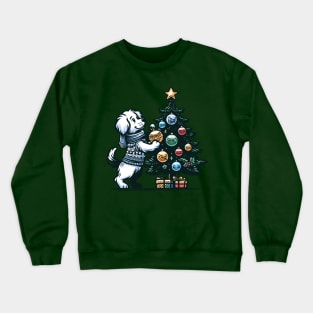 Dog Decorating Christmas Tree Crewneck Sweatshirt